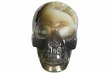 Polished Agate Skull with Quartz Crystal Pocket #148102-2